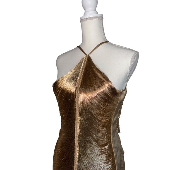 Cult Gaia Mara Dress in Gold Medium New Womens Fringe Cocktail - Picture 6 of 17